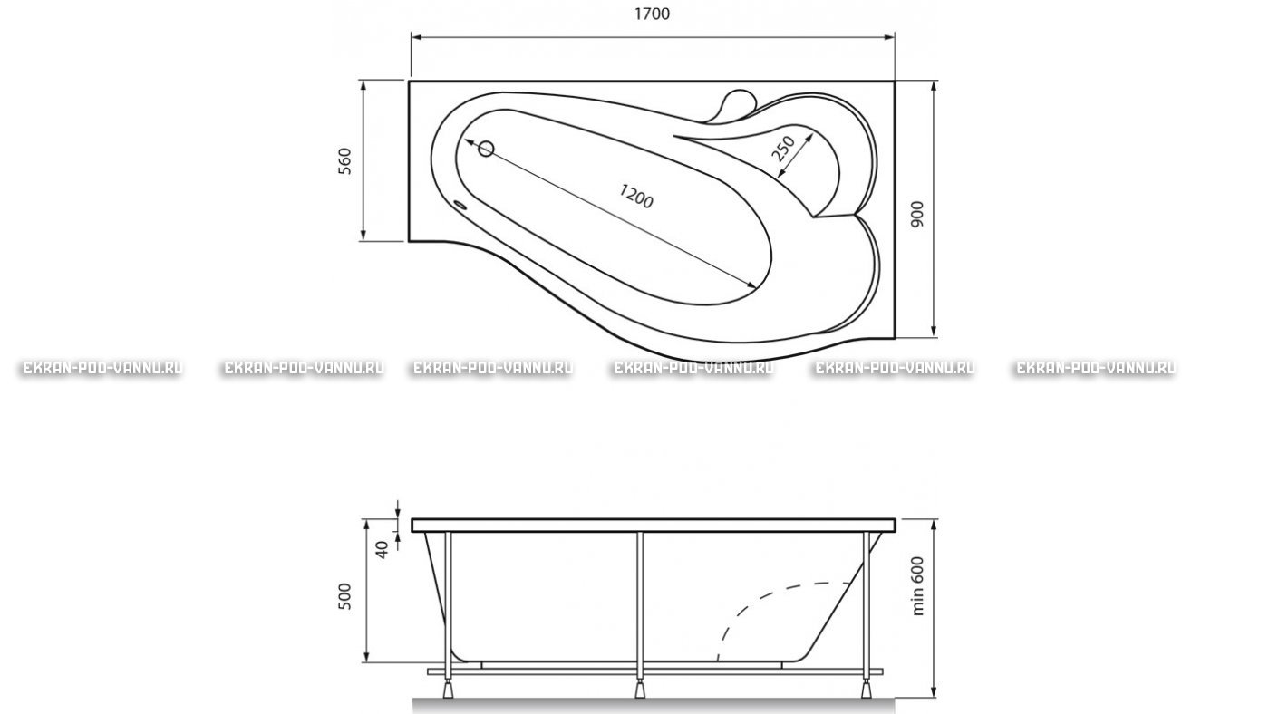 Акриловая ванна Relisan Isabella 170x90x60 – купить по цене 24130 руб. в интернет-магазине в городе Ставрополь картинка 13