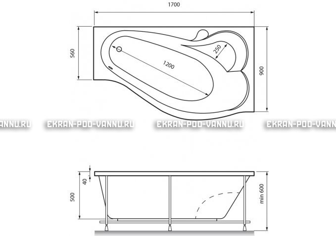 Акриловая ванна Relisan Isabella 170x90x60 – купить по цене 24130 руб. в интернет-магазине в городе Ставрополь картинка 4