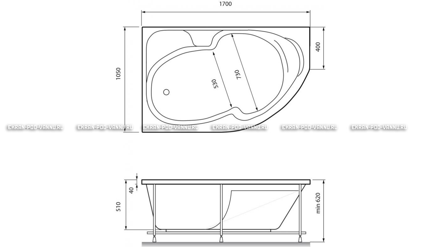 Акриловая ванна Relisan Sofi 170x105 – купить по цене 23480 руб. в интернет-магазине в городе Ставрополь картинка 13