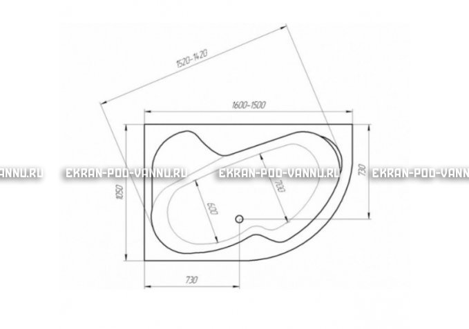 Акриловая ванна 1MarKa Aura 150x105 – купить по цене 16250 руб. в интернет-магазине в городе Ставрополь картинка 3