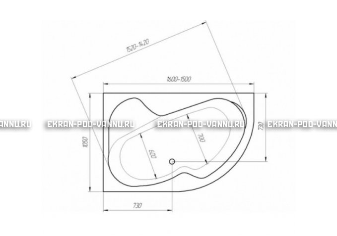 Акриловая ванна 1MarKa Imago 160x105 – купить по цене 16700 руб. в интернет-магазине в городе Ставрополь картинка 3
