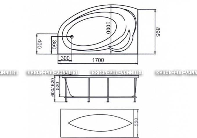 Акриловая ванна 1MarKa Julianna 170x100 – купить по цене 21320 руб. в интернет-магазине в городе Ставрополь картинка 3