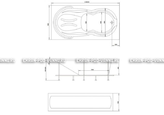 Акриловая ванна 1MarKa Taormina 180x90 – купить по цене 17670 руб. в интернет-магазине в городе Ставрополь картинка 3