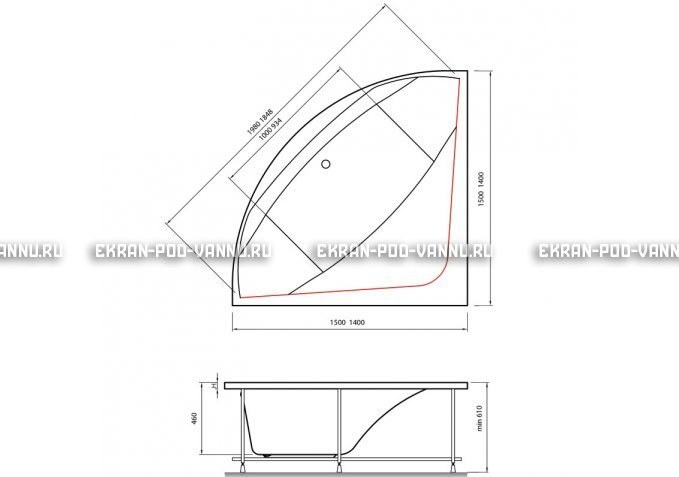 Акриловая ванна Vayer Boomerang 150x150 – купить по цене 59550 руб. в интернет-магазине в городе Ставрополь картинка 4