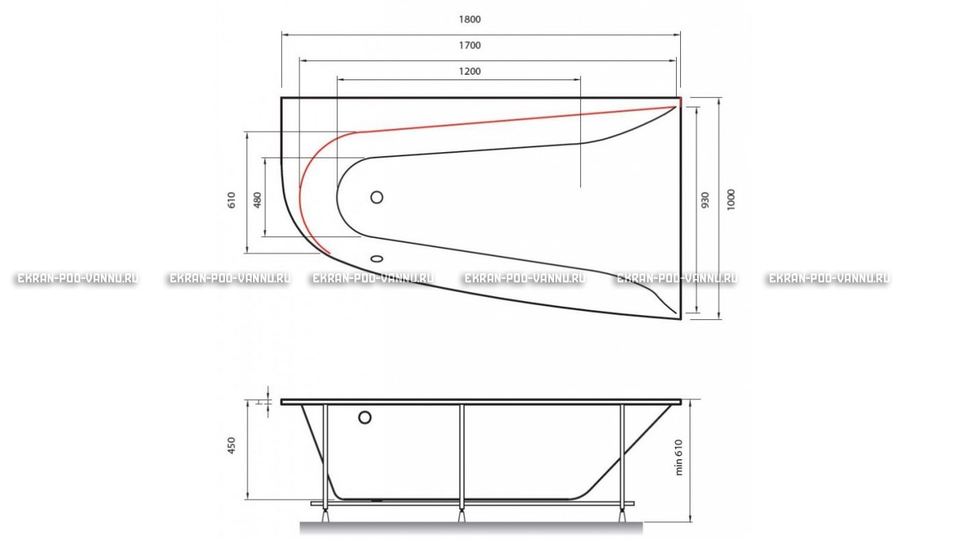 Акриловая ванна Vayer Boomerang 180x100 – купить по цене 53030 руб. в интернет-магазине в городе Ставрополь картинка 13