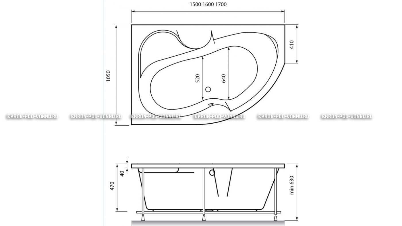 Акриловая ванна Vayer Azalia 170x105 – купить по цене 28800 руб. в интернет-магазине в городе Ставрополь картинка 16